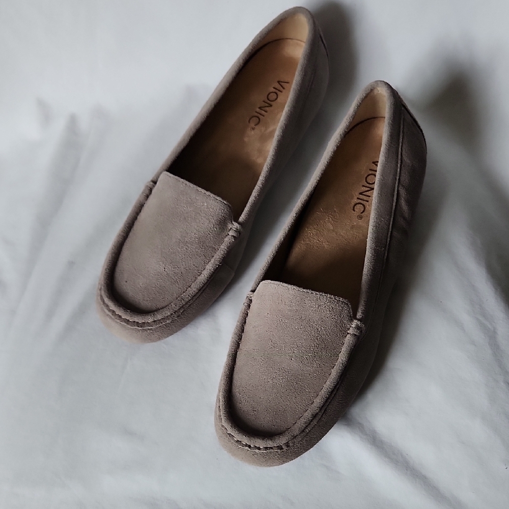 Vionic Women's Suede Loafers in Taupe